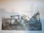 old barn - hand coloured Brian Dunlop etching